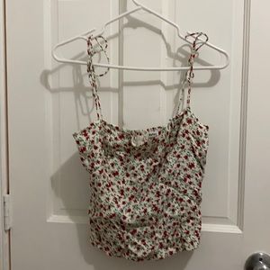 Reformation Lucrezia cami red white floral 8 EUC
